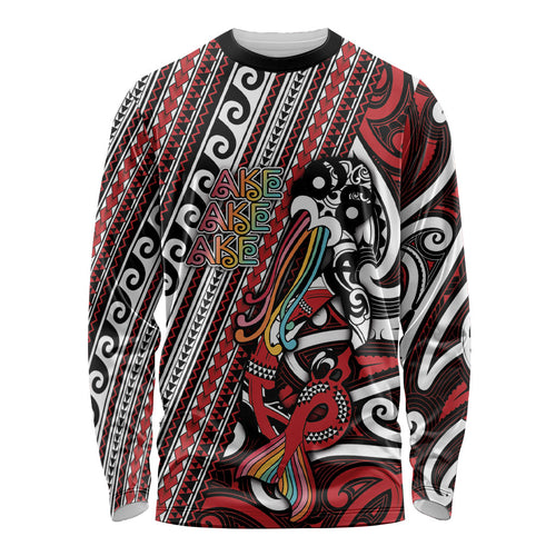 Personalised Maori Language Week Long Sleeve Shirt Ake Ake Ake Tribal Patterns