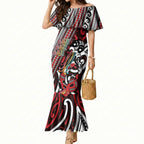 Personalised Maori Language Week Mermaid Dress Ake Ake Ake Tribal Patterns