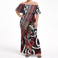 Personalised Maori Language Week Off Shoulder Maxi Dress Ake Ake Ake Tribal Patterns