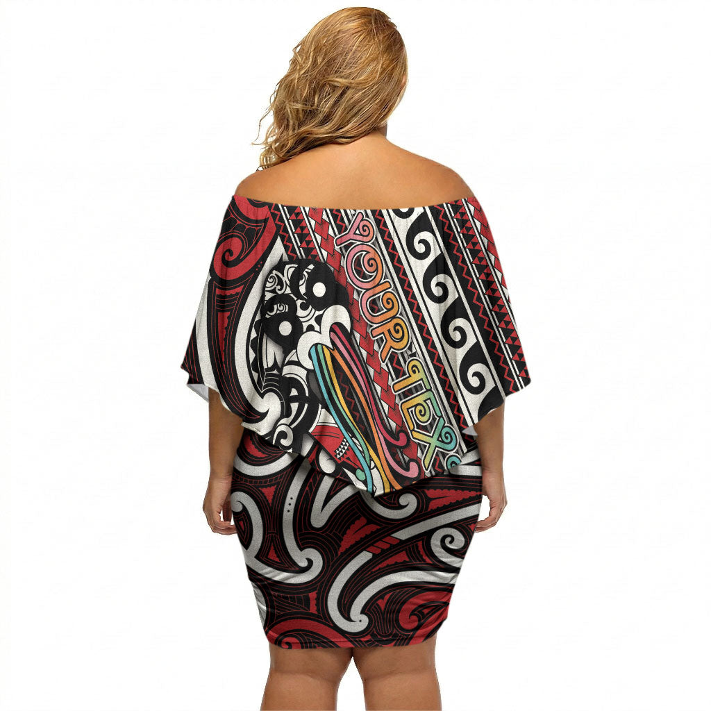 Personalised Maori Language Week Off Shoulder Short Dress Ake Ake Ake Tribal Patterns