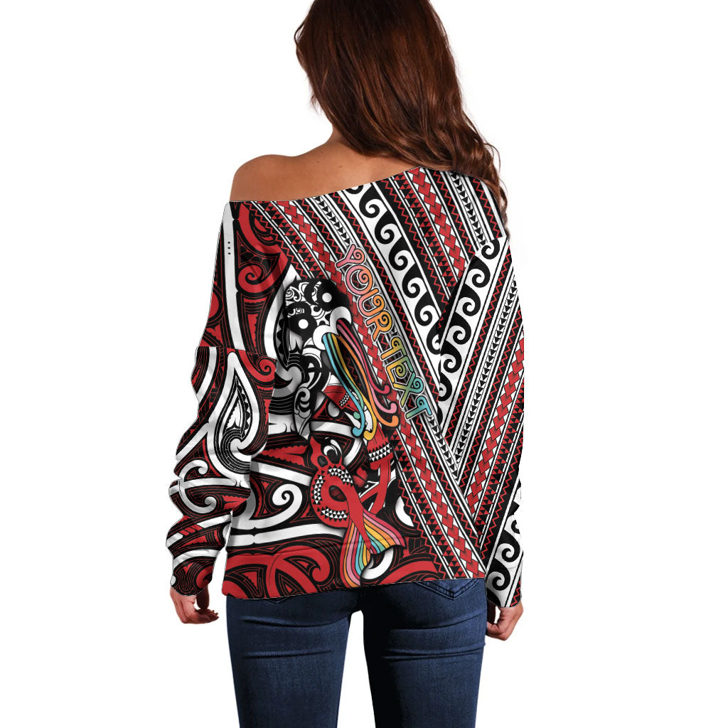 Personalised Maori Language Week Off Shoulder Sweater Ake Ake Ake Tribal Patterns