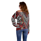 Personalised Maori Language Week Off Shoulder Sweater Ake Ake Ake Tribal Patterns