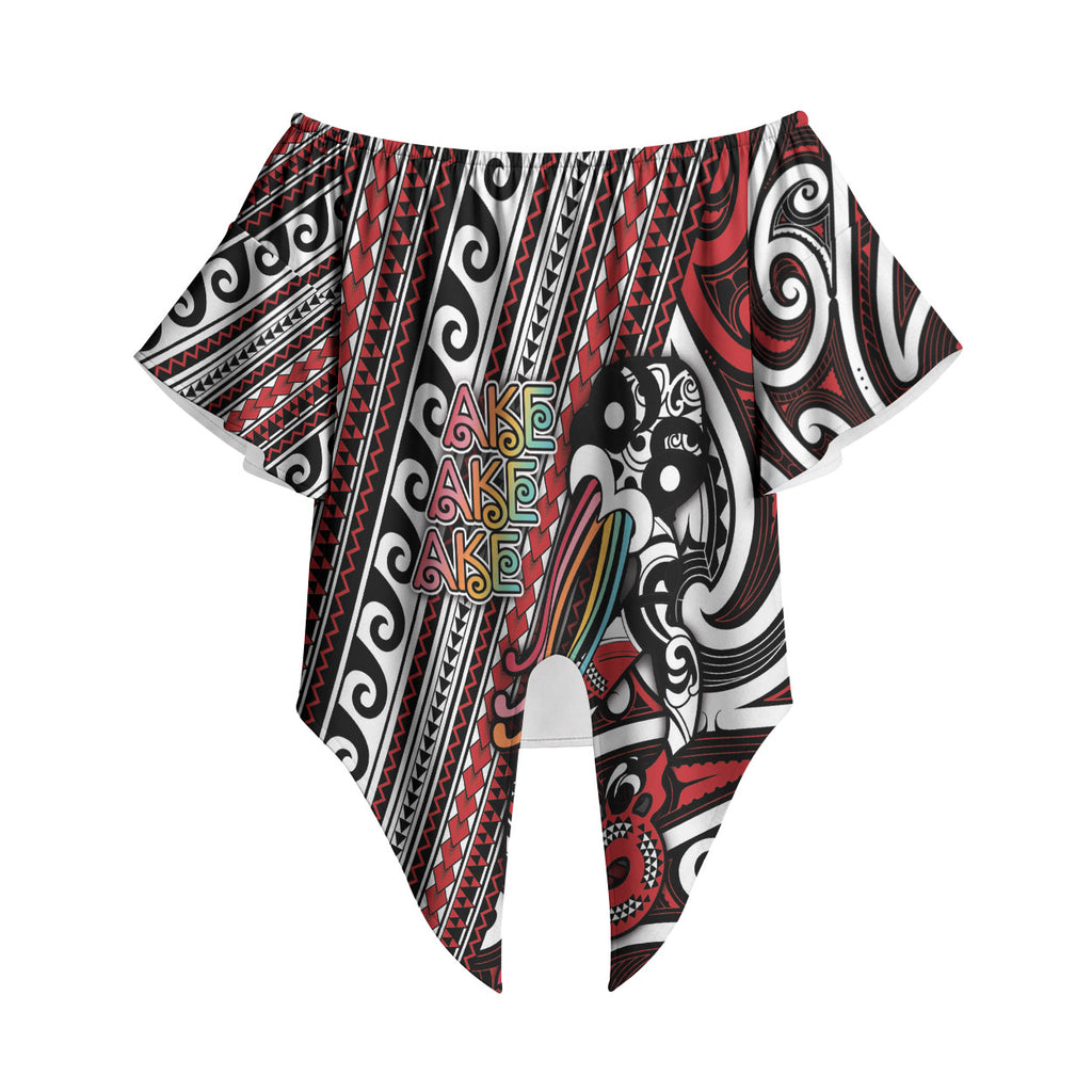 Personalised Maori Language Week Off Shoulder Wrap Waist Top Ake Ake Ake Tribal Patterns
