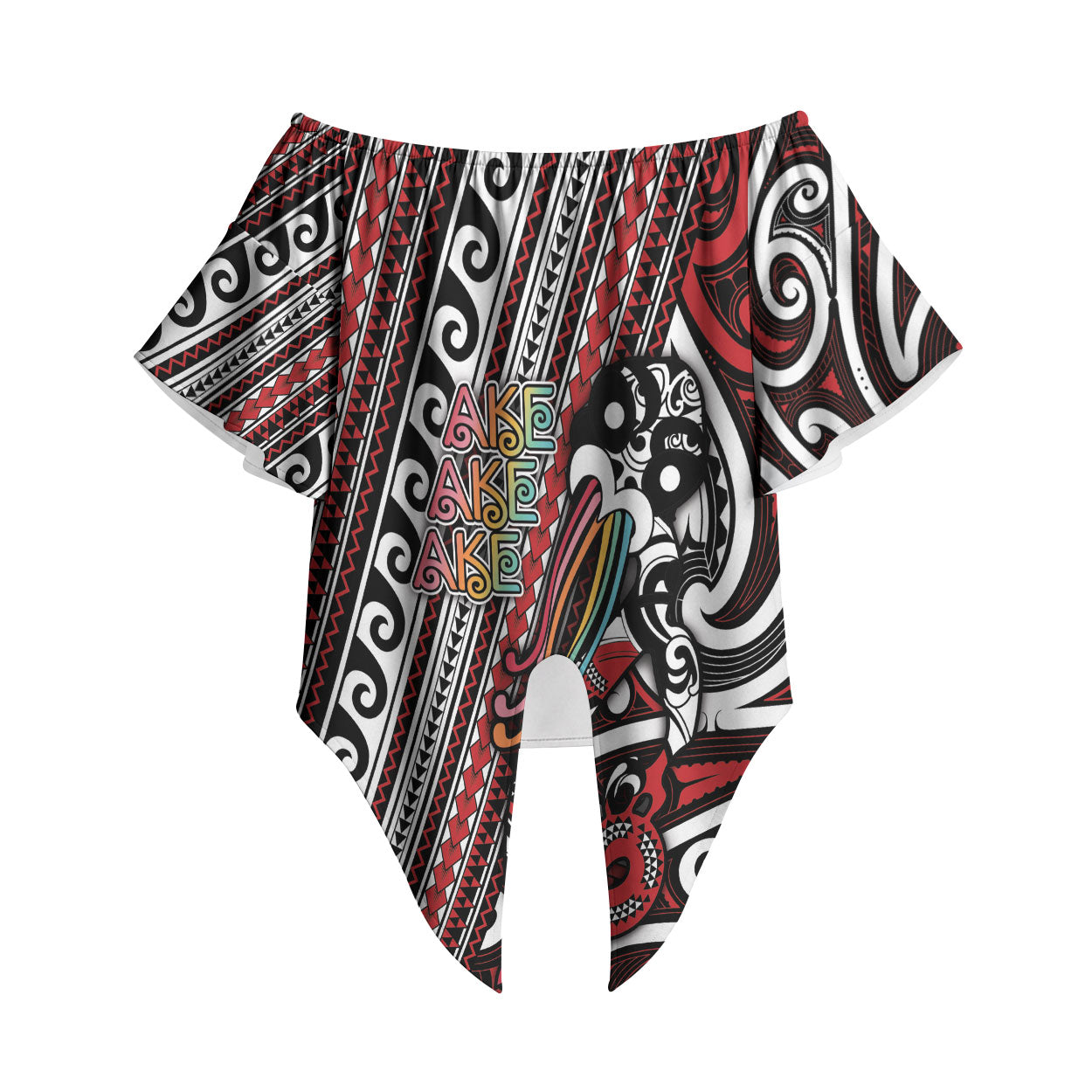 Personalised Maori Language Week Off Shoulder Wrap Waist Top Ake Ake Ake Tribal Patterns
