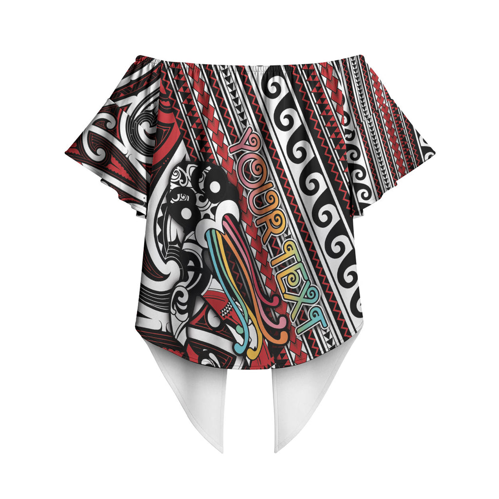 Personalised Maori Language Week Off Shoulder Wrap Waist Top Ake Ake Ake Tribal Patterns