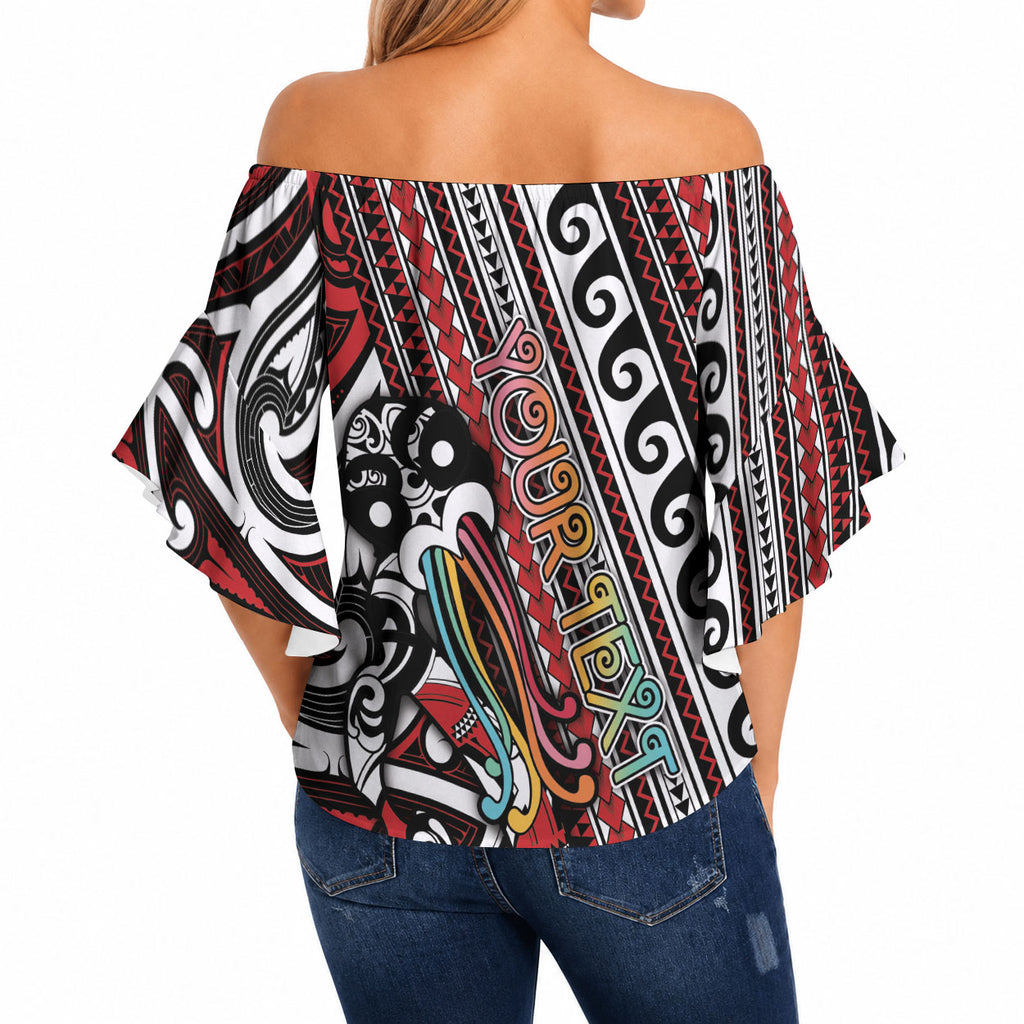 Personalised Maori Language Week Off Shoulder Wrap Waist Top Ake Ake Ake Tribal Patterns