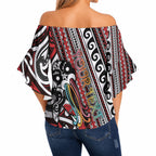 Personalised Maori Language Week Off Shoulder Wrap Waist Top Ake Ake Ake Tribal Patterns