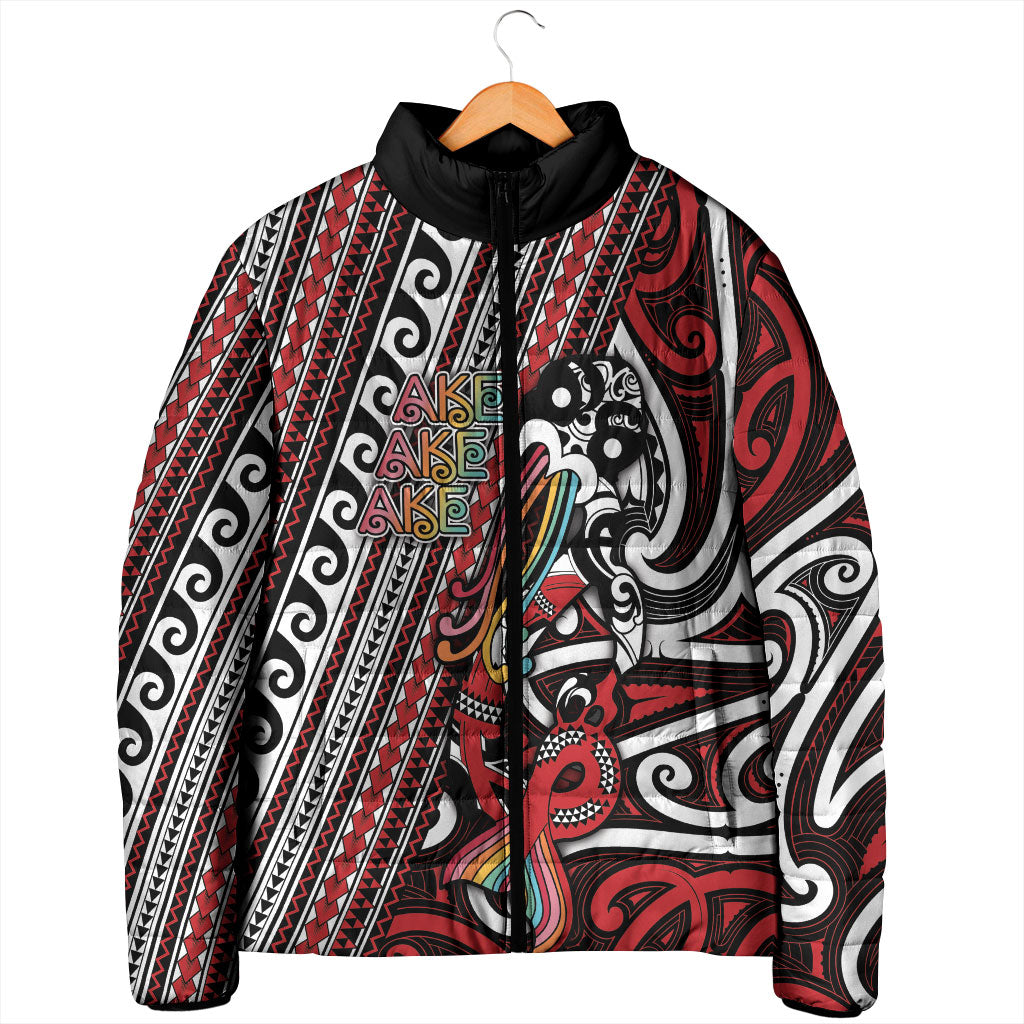 Personalised Maori Language Week Padded Jacket Ake Ake Ake Tribal Patterns