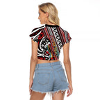 Personalised Maori Language Week Raglan Cropped T Shirt Ake Ake Ake Tribal Patterns