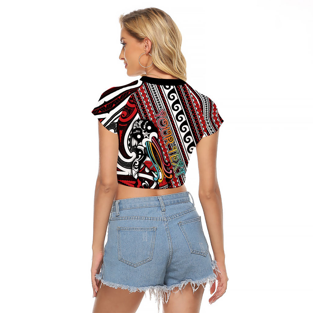 Personalised Maori Language Week Raglan Cropped T Shirt Ake Ake Ake Tribal Patterns