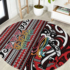 Maori Language Week Round Carpet Ake Ake Ake Tribal Patterns