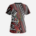 Personalised Maori Language Week Scrub Top Ake Ake Ake Tribal Patterns