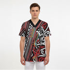 Personalised Maori Language Week Scrub Top Ake Ake Ake Tribal Patterns