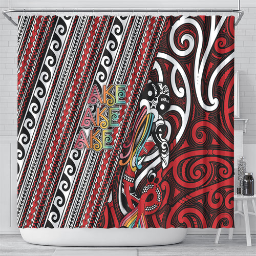 Maori Language Week Shower Curtain Ake Ake Ake Tribal Patterns