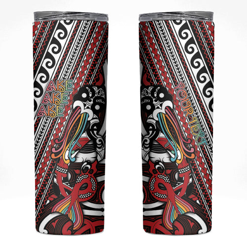 Personalised Maori Language Week Skinny Tumbler Ake Ake Ake Tribal Patterns