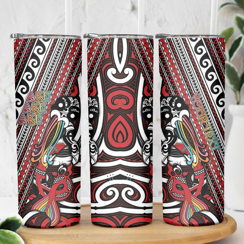 Personalised Maori Language Week Skinny Tumbler Ake Ake Ake Tribal Patterns