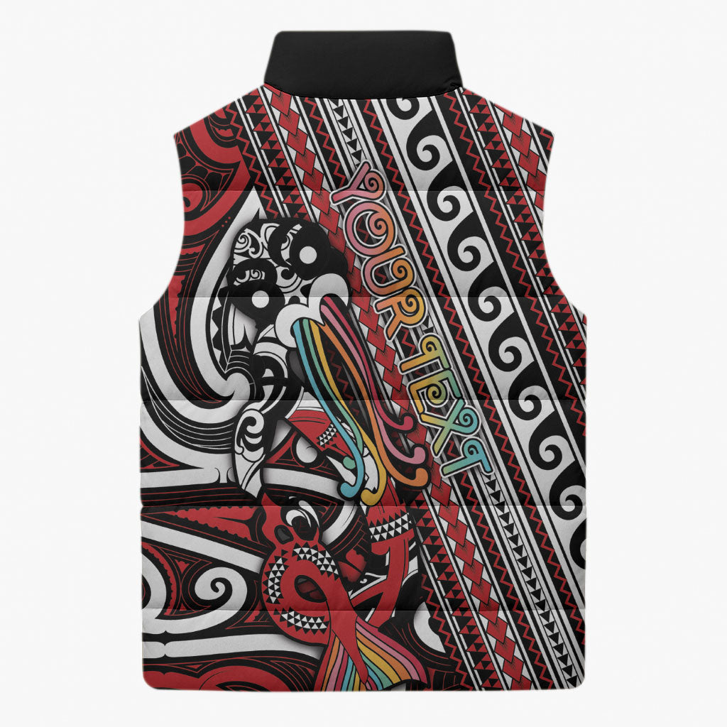 Personalised Maori Language Week Sleeveless Puffer Jacket Ake Ake Ake Tribal Patterns