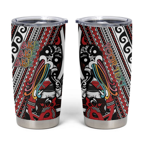 Personalised Maori Language Week Tumbler Cup Ake Ake Ake Tribal Patterns