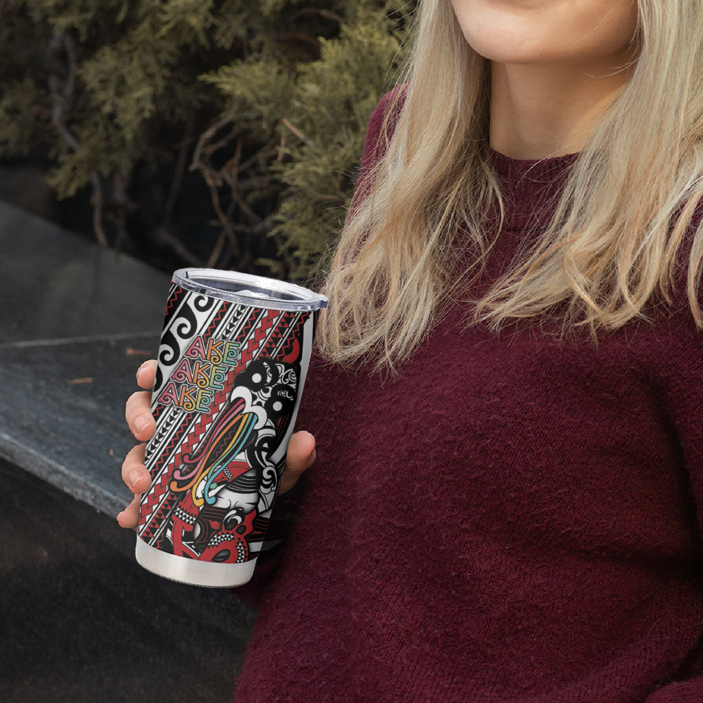 Personalised Maori Language Week Tumbler Cup Ake Ake Ake Tribal Patterns