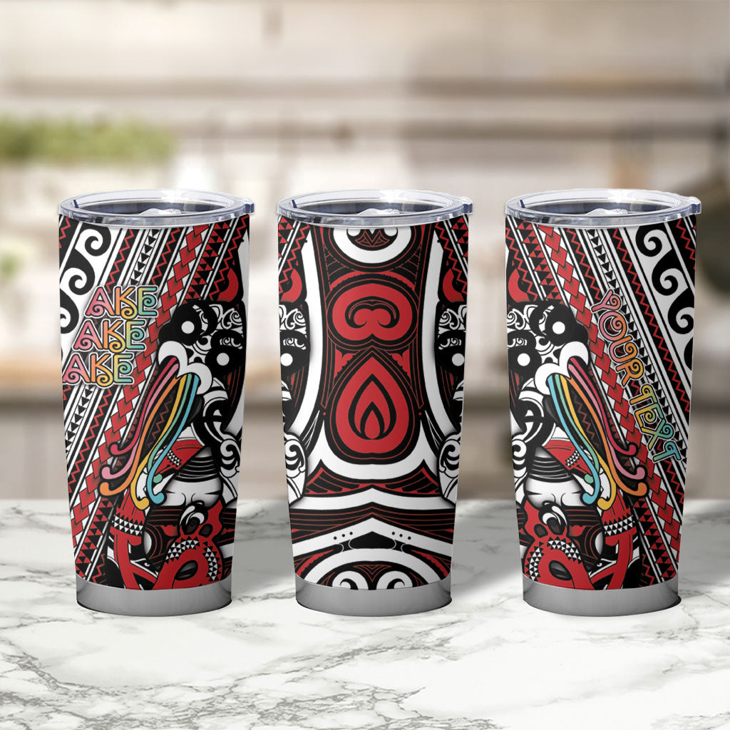 Personalised Maori Language Week Tumbler Cup Ake Ake Ake Tribal Patterns