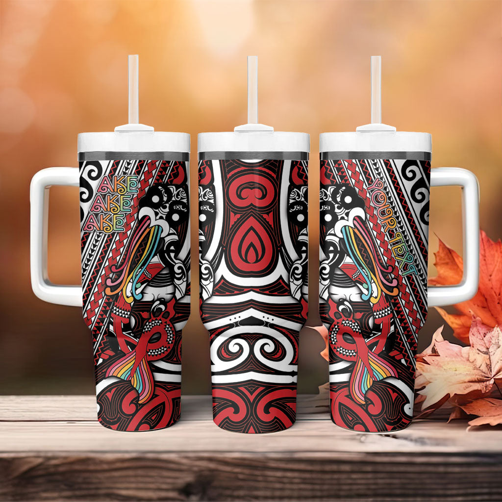 Personalised Maori Language Week Tumbler With Handle Ake Ake Ake Tribal Patterns