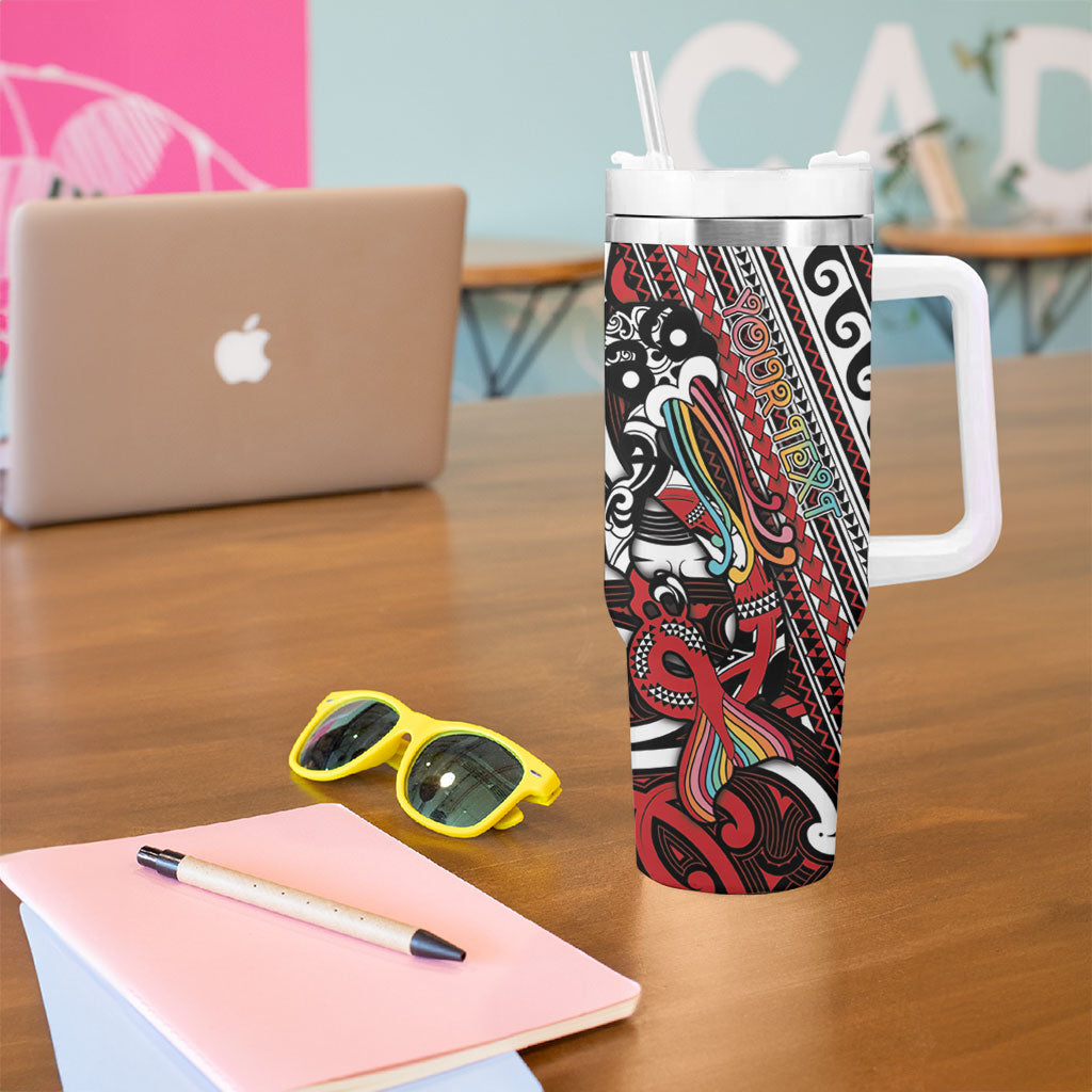 Personalised Maori Language Week Tumbler With Handle Ake Ake Ake Tribal Patterns