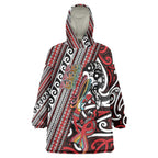 Personalised Maori Language Week Wearable Blanket Hoodie Ake Ake Ake Tribal Patterns