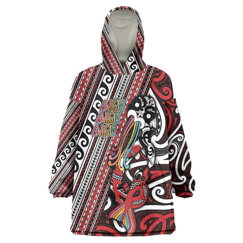 Personalised Maori Language Week Wearable Blanket Hoodie Ake Ake Ake Tribal Patterns