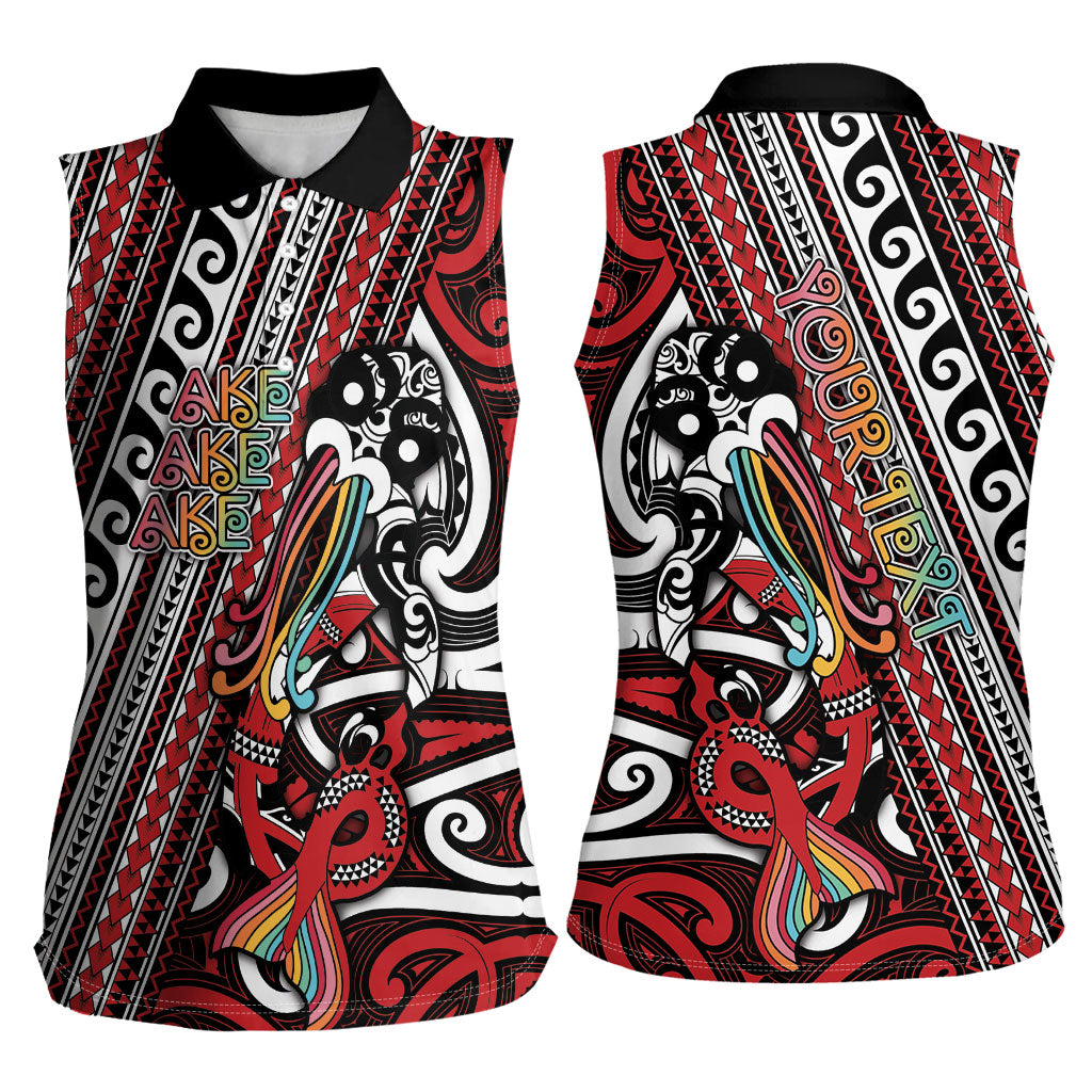 Personalised Maori Language Week Women Sleeveless Polo Shirt Ake Ake Ake Tribal Patterns