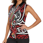 Personalised Maori Language Week Women Sleeveless Polo Shirt Ake Ake Ake Tribal Patterns
