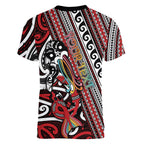 Personalised Maori Language Week Women V-Neck T-Shirt Ake Ake Ake Tribal Patterns
