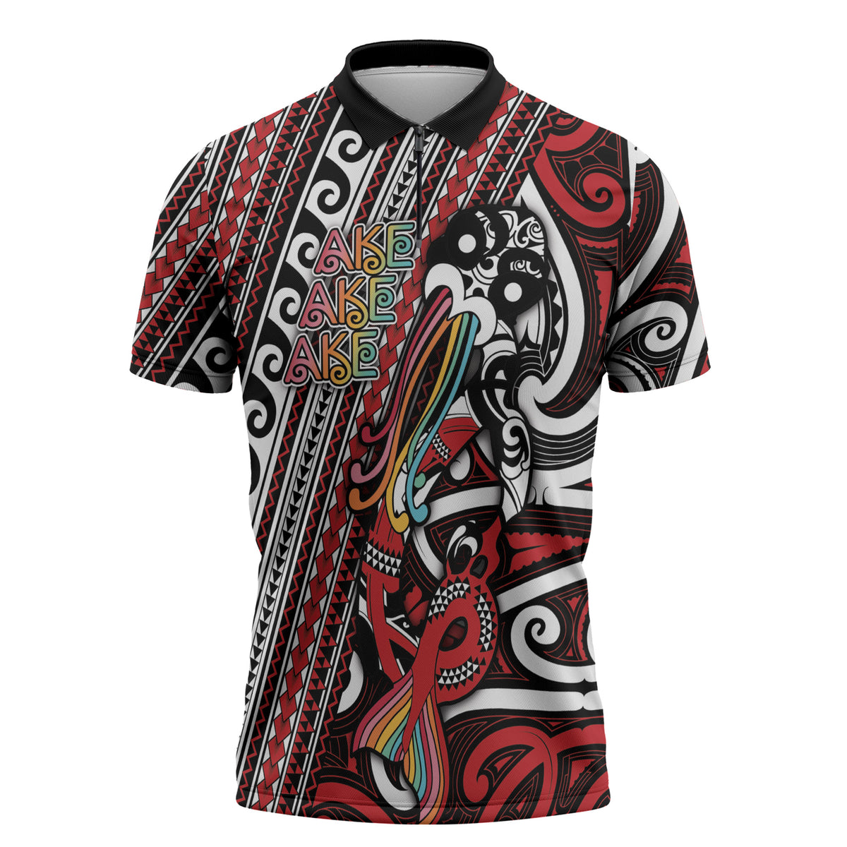Personalised Maori Language Week Zipper Polo Shirt Ake Ake Ake Tribal Patterns