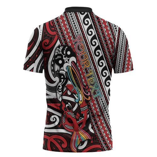 Personalised Maori Language Week Zipper Polo Shirt Ake Ake Ake Tribal Patterns