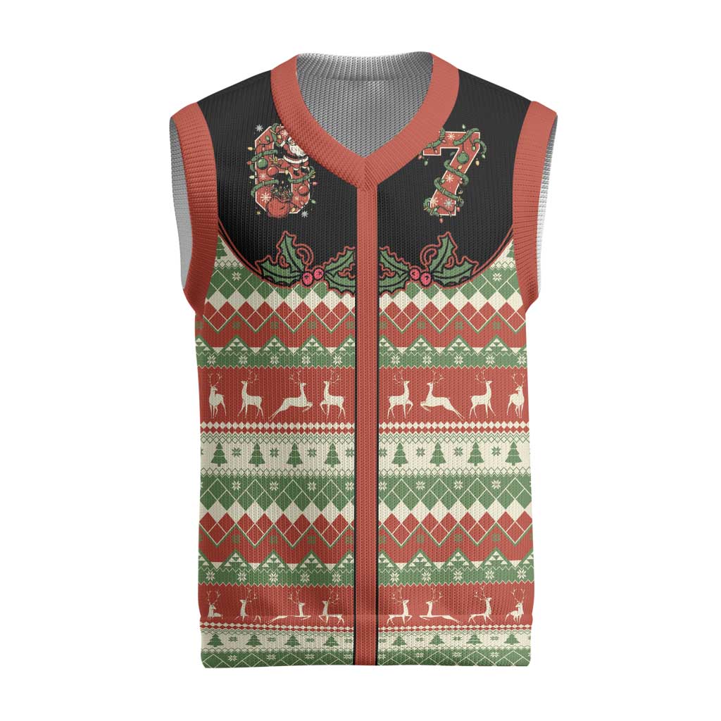 Western Yoke Christmas Knitted V-Neck Vest Six Seven Christmas - Aussie Hoodie