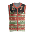 Western Yoke Christmas Knitted V-Neck Vest Six Seven Christmas - Aussie Hoodie