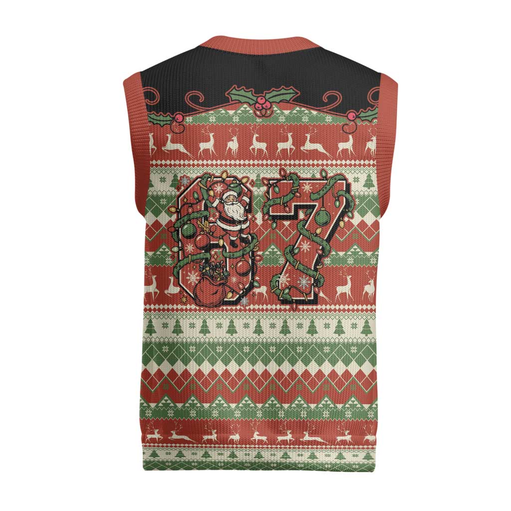 Western Yoke Christmas Knitted V-Neck Vest Six Seven Christmas - Aussie Hoodie