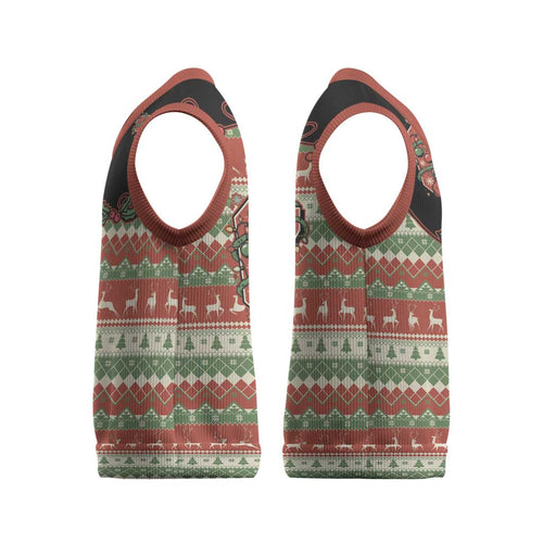 Western Yoke Christmas Knitted V-Neck Vest Six Seven Christmas - Aussie Hoodie