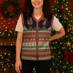 Western Yoke Christmas Knitted V-Neck Vest Six Seven Christmas - Aussie Hoodie
