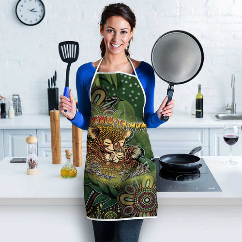 Personalised Koala Mum Australia Mother's Day Apron Aboriginal Dot Art Floral Joey Hug
