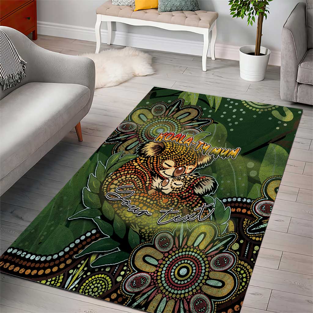 Personalised Koala Mum Australia Mother's Day Area Rug Aboriginal Dot Art Floral Joey Hug