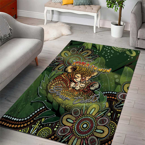 Personalised Koala Mum Australia Mother's Day Area Rug Aboriginal Dot Art Floral Joey Hug