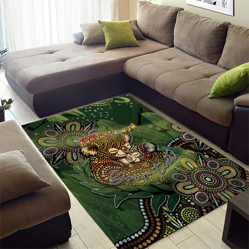 Personalised Koala Mum Australia Mother's Day Area Rug Aboriginal Dot Art Floral Joey Hug