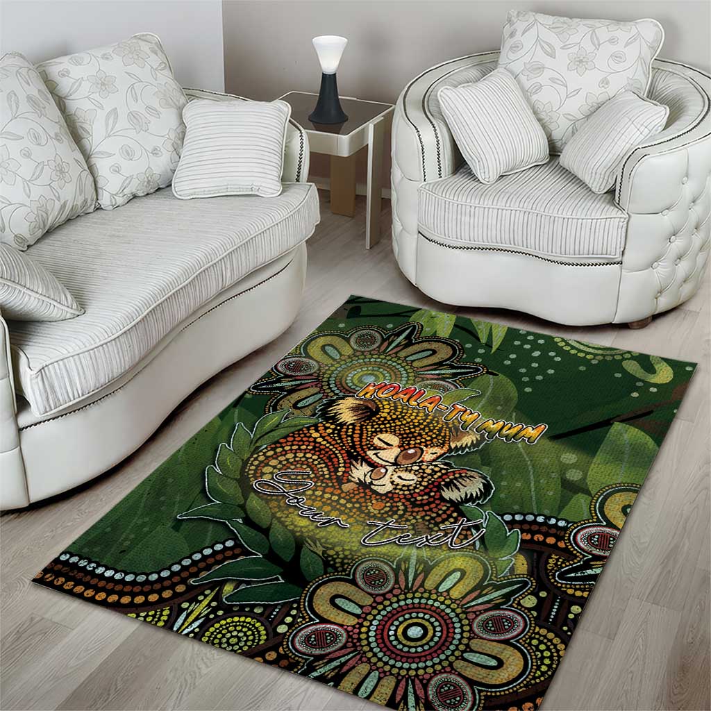Personalised Koala Mum Australia Mother's Day Area Rug Aboriginal Dot Art Floral Joey Hug