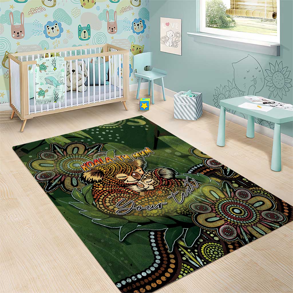 Personalised Koala Mum Australia Mother's Day Area Rug Aboriginal Dot Art Floral Joey Hug