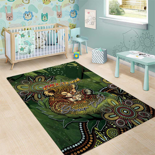 Personalised Koala Mum Australia Mother's Day Area Rug Aboriginal Dot Art Floral Joey Hug