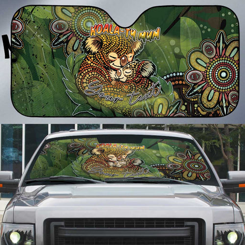 Personalised Koala Mum Australia Mother's Day Auto Sun Shade Aboriginal Dot Art Floral Joey Hug