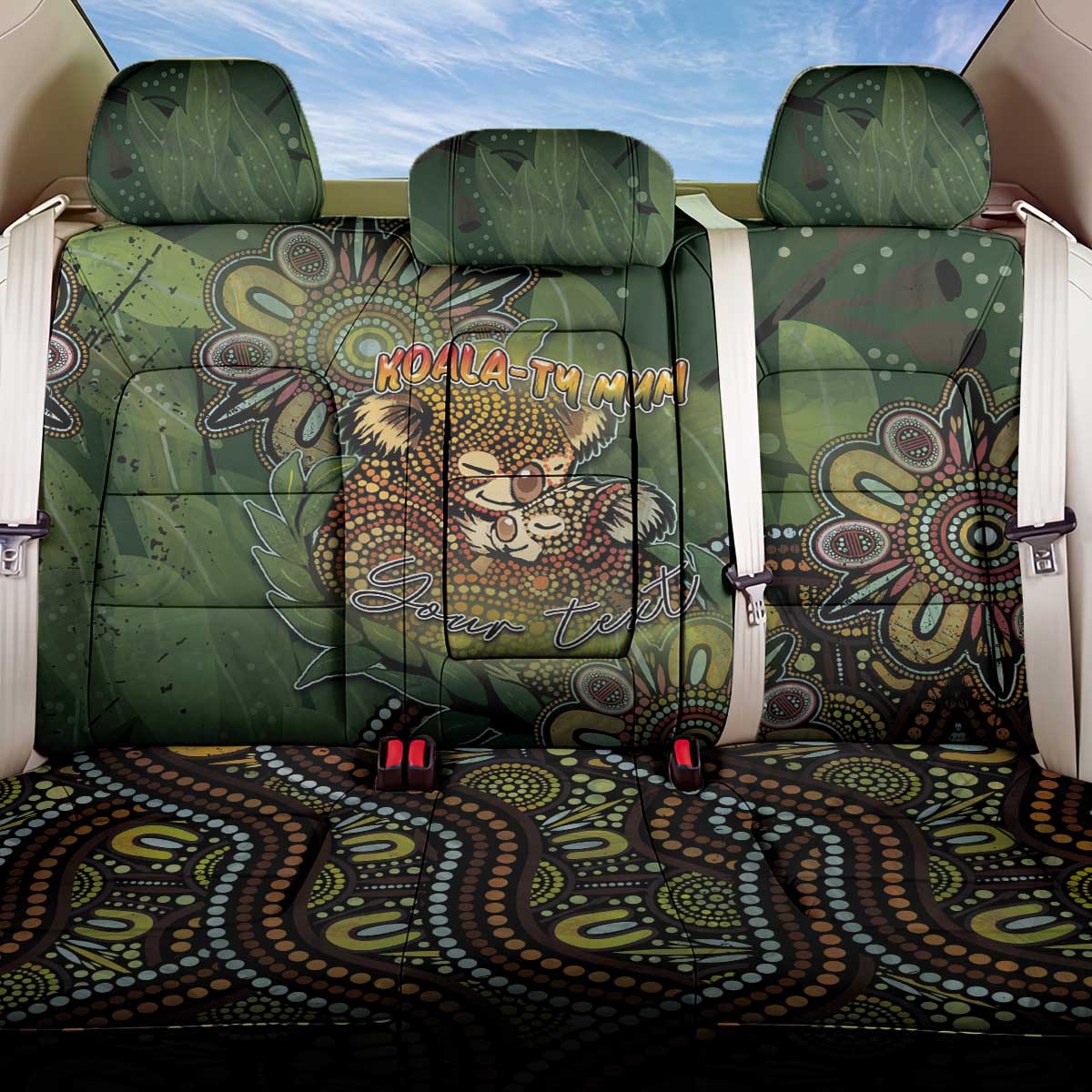 Personalised Koala Mum Australia Mother's Day Back Car Seat Cover Aboriginal Dot Art Floral Joey Hug