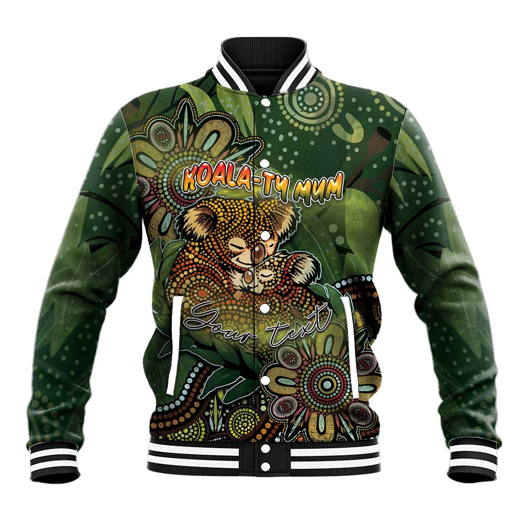 Personalised Koala Mum Australia Mother's Day Baseball Jacket Aboriginal Dot Art Floral Joey Hug