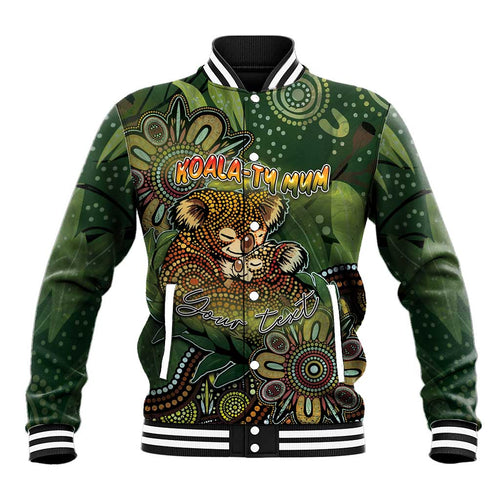 Personalised Koala Mum Australia Mother's Day Baseball Jacket Aboriginal Dot Art Floral Joey Hug