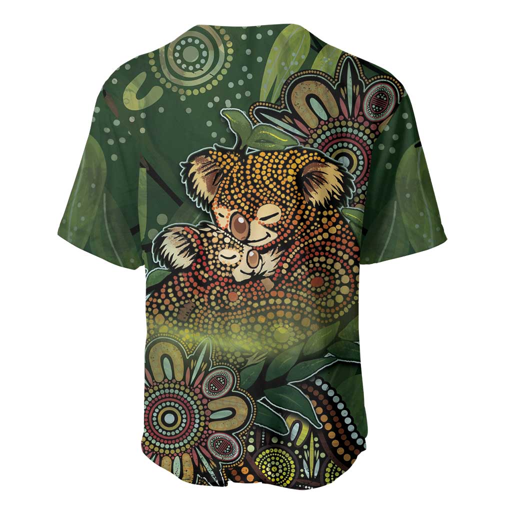 Personalised Koala Mum Australia Mother's Day Baseball Jersey Aboriginal Dot Art Floral Joey Hug